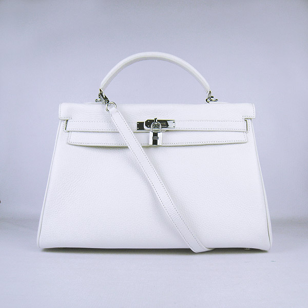 High Quality Hermes Kelly 35CM Togo Leather Bag White 6308